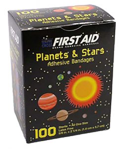 Adhesive Strip American   White Cross 5/8 X 2-1/4 Inch Plastic Rectangle Kid Design (Planets / Stars) Sterile