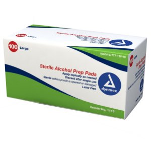 Alcohol Prep Pad Dynarex   70% Strength Isopropyl Alcohol Individual Packet Large Sterile