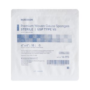 USP Type VII Gauze Sponge McKesson Gauze 8-Ply 4 X 4 Inch Square Sterile