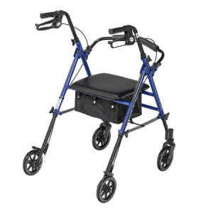 4 Wheel Rollator drive    Blue Adjustable Height / Folding Aluminum Frame