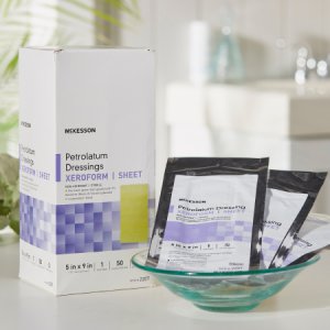 Xeroform Petrolatum Impregnated Dressing McKesson 5 X 9 Inch Gauze Bismuth Tribromophenate (Xeroform) Sterile
