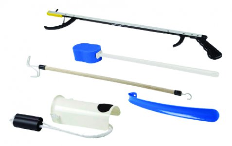 ADL Hip / Knee Equipment Kit FabLife    Deluxe Reacher - 32 Inch Length / Shoehorn - 18 Inch Length / Dressing Stick - 24 Inch Length