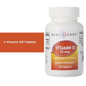 Vitamin Supplement Geri-Care   Vitamin D3 1000 IU Strength Tablet 100 per Bottle
