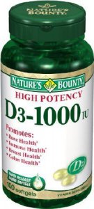Vitamin Supplement Nature's Bounty   Vitamin D 1000 IU Strength Softgel 100 per Bottle