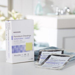 Xeroform Petrolatum Impregnated Dressing McKesson 2 X 2 Inch Gauze Bismuth Tribromophenate (Xeroform) Sterile