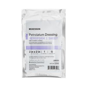 Xeroform Petrolatum Impregnated Dressing McKesson 2 X 2 Inch Gauze Bismuth Tribromophenate (Xeroform) Sterile