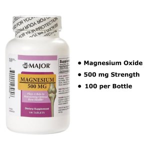 Mineral Supplement Major   Magnesium Oxide 500 mg Strength Tablet 100 per Bottle