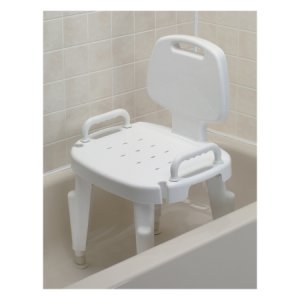 Bath Bench Maddak Removable Arm Plastic Frame With Backrest 17 Inch Seat Width
