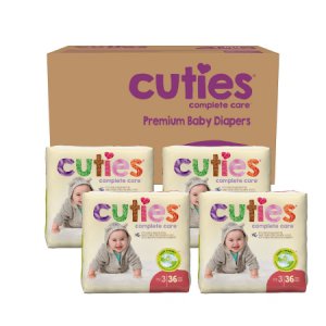Unisex Baby Diaper Cuties   Size 3 Disposable Heavy Absorbency