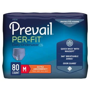Male Adult Absorbent Underwear Prevail   Per-Fit   Men Pull On with Tear Away Seams Medium Disposable Moderate Absorbency