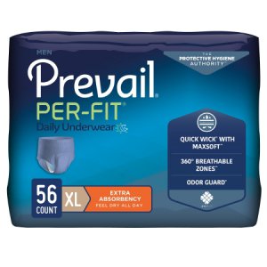 Male Adult Absorbent Underwear Prevail   Per-Fit   Men Pull On with Tear Away Seams X-Large Disposable Moderate Absorbency
