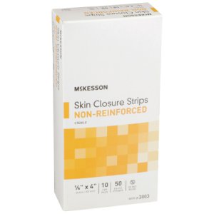 Skin Closure Strip McKesson 1/4 X 4 Inch Nonwoven Material Flexible Strip Tan