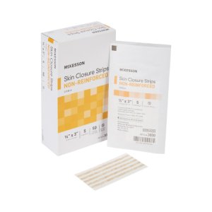 Skin Closure Strip McKesson 1/8 X 3 Inch Nonwoven Material Flexible Strip Tan