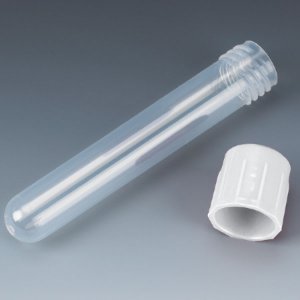 Test Tube Round Bottom Plain 12 X 75 mm 5 mL White Screw Cap Polypropylene Tube