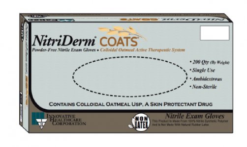 Exam Glove NitriDerm   COATS   Small NonSterile Nitrile Standard Cuff Length Fully Textured White Not Rated