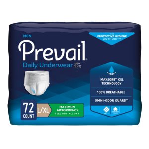 Male Adult Absorbent Underwear Prevail   Men's Daily Underwear Pull On with Tear Away Seams Large Disposable Heavy Absorbency