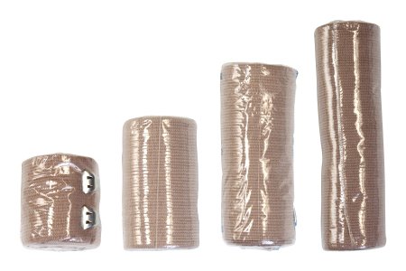 Elastic Bandage Dynarex   4 Inch X 4-1/2 Yard Standard Compression Clip Detached Closure Tan NonSterile