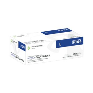 Exam Glove PremierPro    Plus Large NonSterile Nitrile Standard Cuff Length Textured Fingertips Blue Chemo Tested