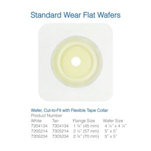 Ostomy Barrier Securi-T   Trim to Fit, Standard Wear Flexible Tape 45 mm Flange Up to 1-1/4 Inch Opening 4-1/2 X 4-1/2 Inch