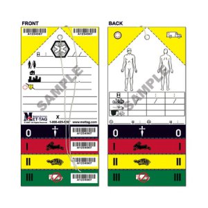 Triage Tag Mettag   For Emergency Sites Green / White / Yellow 4 X 8-1/4 Inch Blood / Water Proof