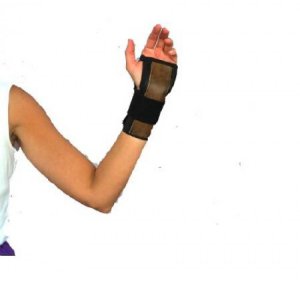 Wrist Brace Contoured Elastic / Metal Left or Right Hand Black / Brown One Size Fits Most