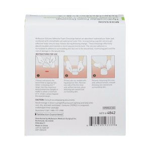 Silicone Foam Dressing McKesson 3 X 3 Inch Square Silicone Adhesive with Border Sterile