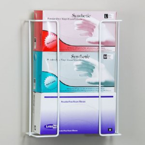 Glove Box Holder Horizontal Mounted 3-Box Capacity White 4.25 X 11.5 X 14 Inch Powder-Coated Metal