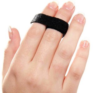 Finger Wrap Splint 3pp   Buddy Loops   Adult One Size Fits Most Hook and Loop Strap Closure Left or Right Hand Black