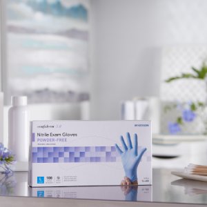 Exam Glove McKesson Confiderm   3.8 Large NonSterile Nitrile Standard Cuff Length Textured Fingertips Blue Not Rated