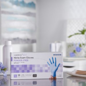 Exam Glove McKesson Confiderm   4.5C X-Large NonSterile Nitrile Standard Cuff Length Textured Fingertips Blue Chemo Tested