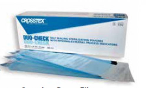 Sterilization Pouch Duo-Check   Ethylene Oxide (EO) Gas / Steam 2-1/4 X 4-1/2 Inch Transparent / Blue Self Seal Paper / Film