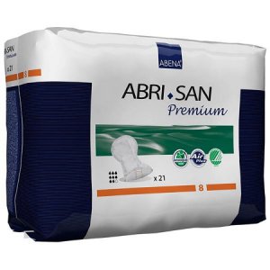 Incontinence Liner Abri-San    Premium 25 Inch Length Moderate Absorbency Fluff / Polymer Core Level 8 Adult Unisex Disposable