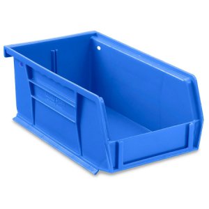 Stackable Storage Bin Uline   Blue Plastic 3 X 4 X 7-1/2 Inch