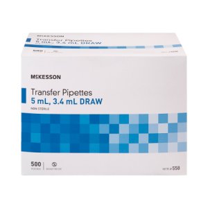 McKesson Transfer Pipette 5 mL 0.5 to 1 mL Graduation Increments NonSterile