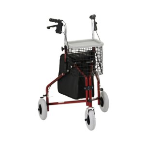 3 Wheel Rollator Traveler   Red Adjustable Height / Folding Aluminum Frame
