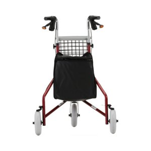 3 Wheel Rollator Traveler   Red Adjustable Height / Folding Aluminum Frame