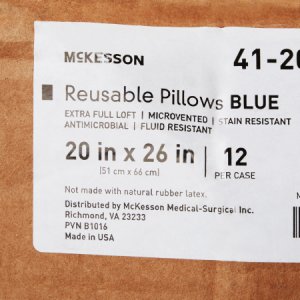 Bed Pillow McKesson 20 X 26 Inch Blue Reusable