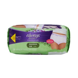 Female Adult Absorbent Underwear Always   Discreet Pull On with Tear Away Seams Small / Medium Disposable Heavy Absorbency