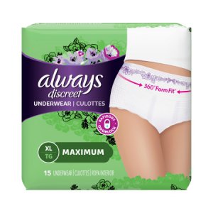 Female Adult Absorbent Underwear Always   Discreet Pull On with Tear Away Seams X-Large Disposable Heavy Absorbency