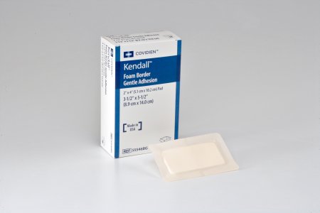 Silicone Foam Dressing Kendall    Border Foam Gentle Adhesion 3-1/2 X 5-1/2 Inch Rectangle Silicone Adhesive with Border Sterile