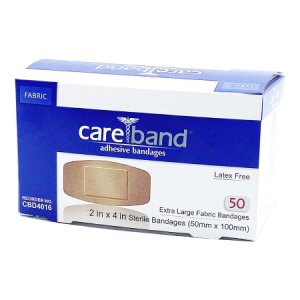 Adhesive Strip Careband    2 X 4 Inch Fabric Rectangle Tan Sterile