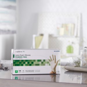 Exam Glove McKesson Confiderm   Medium NonSterile Latex Standard Cuff Length Textured Ivory Not Rated