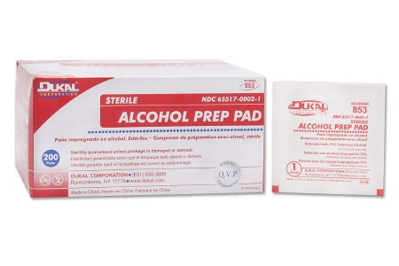 Alcohol Prep Pad Dukal   70% Strength Isopropyl Alcohol Individual Packet Medium Sterile