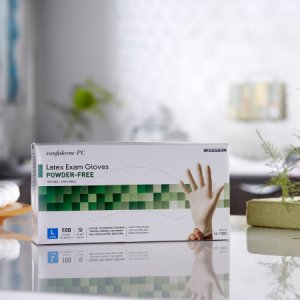 Exam Glove McKesson Confiderm   Large NonSterile Latex Standard Cuff Length Textured Ivory Not Rated