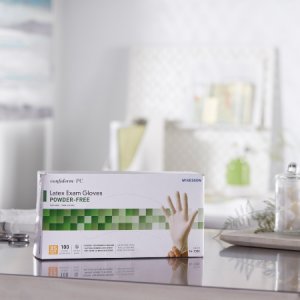 Exam Glove McKesson Confiderm   X-Small NonSterile Latex Standard Cuff Length Textured Ivory Not Rated