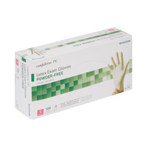 Exam Glove McKesson Confiderm   Small NonSterile Latex Standard Cuff Length Textured Ivory Not Rated