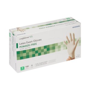 Exam Glove McKesson Confiderm   Medium NonSterile Latex Standard Cuff Length Textured Fingertips Ivory Not Rated