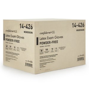 Exam Glove McKesson Confiderm   Medium NonSterile Latex Standard Cuff Length Textured Fingertips Ivory Not Rated