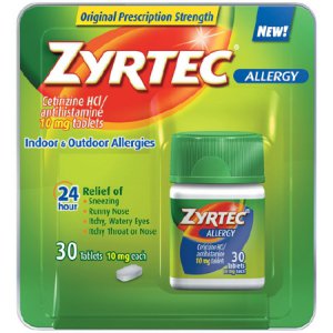 Allergy Relief Zyrtec   10 mg Strength Tablet 30 per Bottle