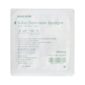 X-Ray Detectable Gauze Sponge McKesson Cotton 16-Ply 4 X 8 Inch Rectangle Sterile